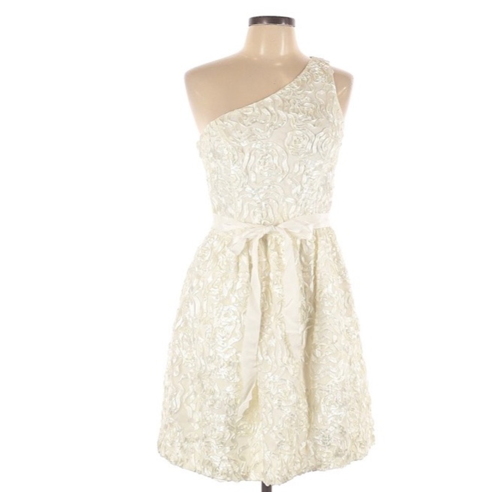 Jill Jill Stuart soutache one shoulder dress ivory